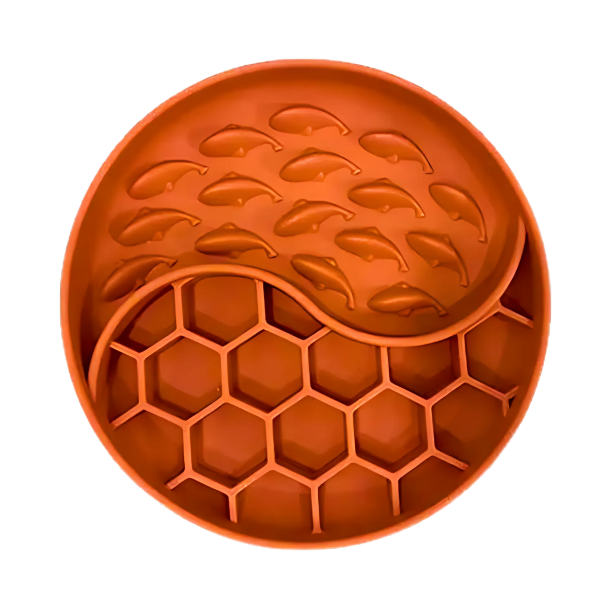 Anti-schrokbak met honinggraatdesign in terracotta kleur, ontworpen voor langzamer eten door honden, Geschikt voor alle honden, Natuurlijk Rubber, Anti-Slip, HappyPaws